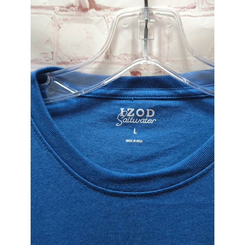 IZOD Saltwater Surfside Dogs N Beer surf shop men's t shirt Large heathered blue